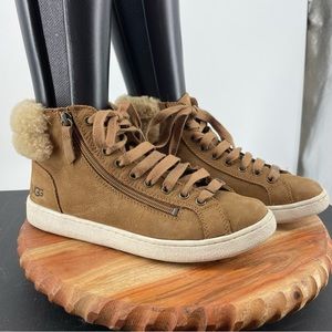 UGG Womens Olive 1019716 Chestnut Leather High Top Lace Up Sneaker Shoes Sz 8.5